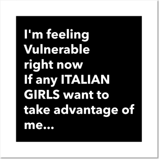 I Love Italian Girls Funny Vulnerable RN Posters and Art